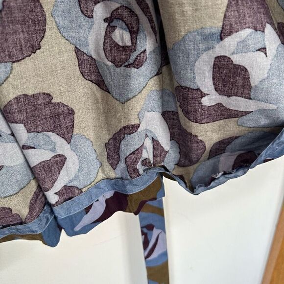 Boden Women’s Riviera Olive Green Rose Floral Print Button Down Waist Tie Shirt - Picture 10 of 13